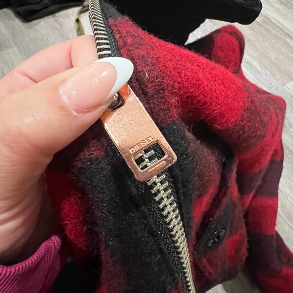 Diesel Bomber Jacket Plaid Black and Red XS - Picture 5 of 7